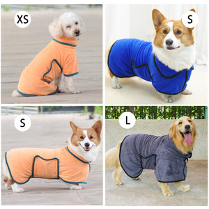 <b>Dog</b> Bathrobe Microfiber Absorbent Quick Drying Towel <b>Clothes</b> For Golden Retrievers Four Seasons Use Dark Blue Dark Gray Orange - Product Image 3