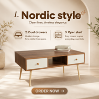 Table basse moderne convertible et extensible en bois écologique, style panneau, pour salon, bureau, appartement, multi-usages
