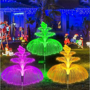 Forma de medusas 25cm de diámetro colorido fibra óptica cadena Solar Jellyfire lámpara al aire libre impermeable paisaje suelo insertar lámpara - Product Image 6