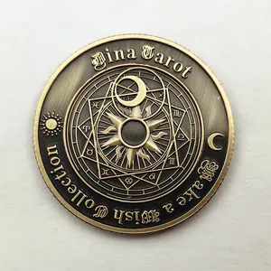 유럽과 미국의 타로 청동 기념 동전 별자리 풍수 행운의 태양 달 Guanghua 사랑 동전 도전 동전