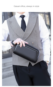Sac à main pour homme avec serrure à code, antivol, en cuir PU, sac de voyage pour articles de toilette, sac de créateur pour homme, pochette de rangement, sacoche homme - Product Image 6