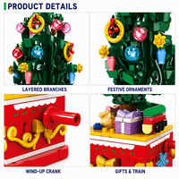 Ensemble de blocs de construction en forme de sapin de Noël, 393 pièces, briques DIY, boîte à musique rotative, décoration de table de Noël, cadeau pour enfants et adultes