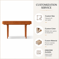 Bureau en bois de style moderne du milieu du siècle, table centrale à lattes de 150 cm avec bords arrondis pour appartement haut de gamme ou bureau à domicile