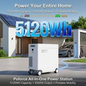 Station d'alimentation portable 5500W, générateur <span class=keywords><strong>solaire</strong></span> 5120Wh, batterie <span class=keywords><strong>solaire</strong></span> LiFePO4 <span class=keywords><strong>pour</strong></span> la maison hors réseau - Product Image 1