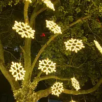 Decoración de jardín al aire libre, 110V/220V, luz LED impermeable con motivo de copos de nieve, decoración de Navidad
