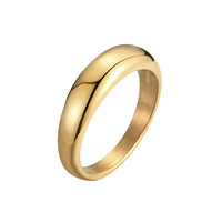 Bague simple en acier inoxydable plaqué or 6 mm, version coréenne, style Joker, pour mariage et fiançailles, vente en gros