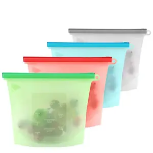 Bolsa de silicona reutilizable para alimentos, bolsa de almacenamiento de alimentos, sin residuos, para nevera, 1000ml /1500ml
