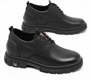 Zapatos Elevadores Invisibles para Aumentar la Estatura - Zapatos Oxford Formales con Cordones de Cuero Negro y Marrón - 6 cm y 8 cm Más Altos - Product Image 3