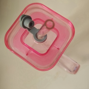 Phong cách đầy màu sắc duy nhất hai lớp cốc thủy tinh với tay cầm và ống hút cho đồ uống như nước trái cây cà phê và sữa - Product Image 3