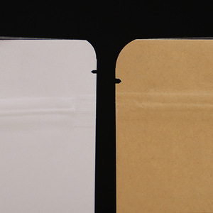 Custodia per uso alimentare richiudibile in carta Kraft bianca con chiusura a chiusura lampo con finestra - Product Image 3