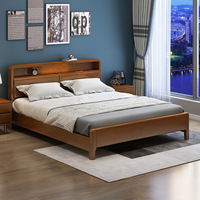 Lit plateforme moderne en bois massif de style nordique avec rangement à vérin à gaz, design de lit confortable, multifonctionnel pour tailles simple/double