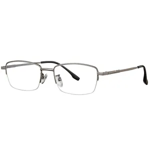 Half Rim Metal Spectacle Eyewear Frames Rectangle Business Eye Glasses Optical Frames 1 Pieces Custom Logo