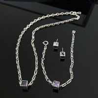Collier et bracelet cube bicolore creux, style rétro froid et lourd