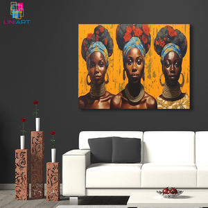 UNIART-Art sur toile de fille africaine dorée, art mural avec cadre, impression sur toile, pour la décoration intérieure - Product Image 6