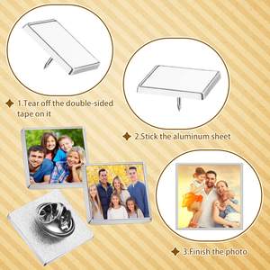 Kit de Botones Sublimables en Blanco, Lámina de Aluminio Plateada para Sublimación con Cierre de Mariposa para Manualidades y Joyería - Product Image 4