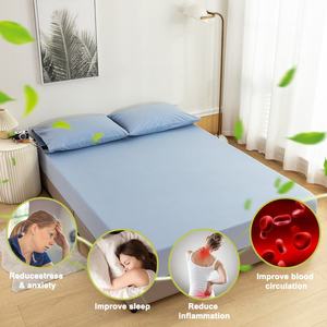 Drap de lit en coton biologique King Size à prix d'usine, doux et sain, pour une mise à la terre optimale et un sommeil naturel à la maison - Product Image 5