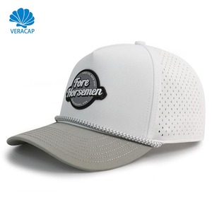 Cappellino da Baseball Veracap HN10 a 5 Pannelli Impermeabile con Fori Tagliati al Laser per Uomo e Donna, <span class=keywords><strong>Cappello</strong></span> da Golf con Corda e Logo Personalizzato in PVC - Product Image 1