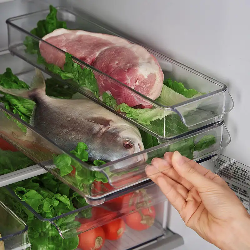 Kühlschrank lebensmittel frische aufbewahrungsbox küche kunststoff transparentes gemüse lebensmittel behälter box zuhause meeresfrüchte aufbewahrungsbox
