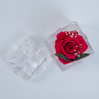 Faveurs de mariage : mini rose véritable dans un récipient en verre, fleur préservée longue durée, cadeau pour événements et cadeaux promotionnels