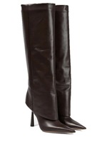 Bottes hautes pour femmes personnalisées en usine Bottes hautes repliables à talons aiguilles Bottes hautes sexy à enfiler à bout pointu