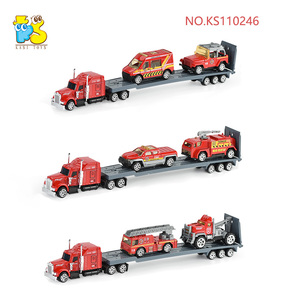 Camión Militar <span class=keywords><strong>de</strong></span> Ingeniería <span class=keywords><strong>de</strong></span> bomberos para niños, material <span class=keywords><strong>de</strong></span> aleación, con cabezal <span class=keywords><strong>de</strong></span> remolque, 2 coches deportivos, gran oferta - Product Image 3