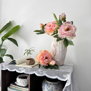 <b>Artificial</b> <b>Peony</b> Flower Silk High Simulation Burnt Edges Nordic Style Home Desktop Decoration Wedding Props - Product Image 2