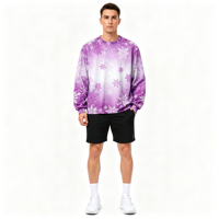 Sweat-shirt décontracté pour homme en polyester à sublimation personnalisée, motif flocon de neige violet, impression intégrale pour les fêtes de Noël