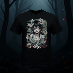 T-shirt esthétique Kawaii japonais effrayant avec motif de fille anime d'horreur - Product Image 3
