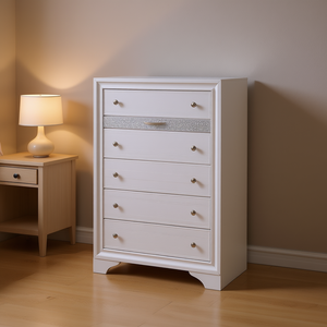 Cassettiera Tradizionale Matrix a 5 Cassetti in Legno Bianco per Camera da Letto - Product Image 2