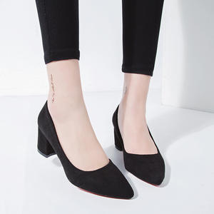 Otoño nueva moda europea y americana Suede Point Head Shallow Thick Heel Set <span class=keywords><strong>pie</strong></span> profesional zapatos individuales - Product Image 6