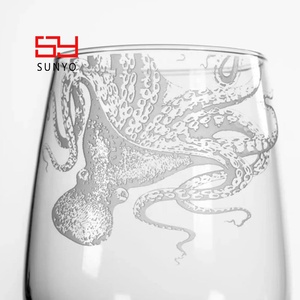 <span class=keywords><strong>Verre</strong></span> à vin blanc sans pied personnalisé fait main en cristal sans plomb de haute qualité, ultra fin, givré, avec impression intégrale du logo - Product Image 5
