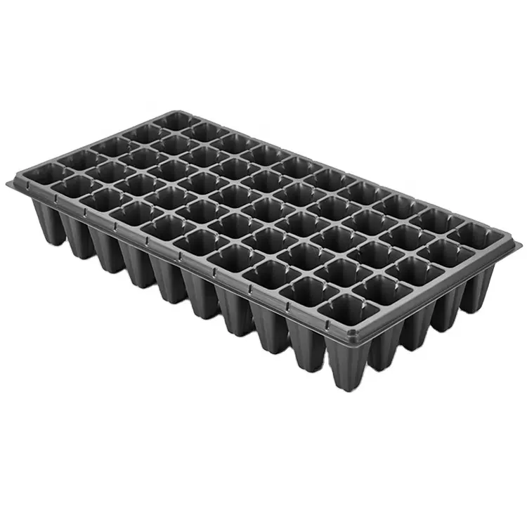 Plateau de semis 50 cellules boîte en Carton noir plastique PS formation sous vide plateau de pépinière en plastique 28 cellules plateaux et couvercles de pépinière profonds Support