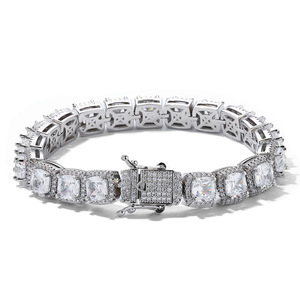 Pulseras de Moissanita con Corte Esmeralda de 10mm, Corte Escalonado, Pavé, Plata S925, Chapado en Oro Real de 18K, Joyería Hip Hop Personalizada, B2B OEM - Product Image 6