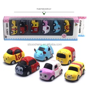 Low price 6 styles cute small pull back metal Cartoon Animal cars 1:64 alloy mini vehicle toys