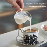 AT PACK Mini Carafe à lait en verre de style classique avec grande capacité, tasse à café de voyage portable pour condiments
