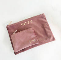 Logo imprimé personnalisé en gros petite pochette à fermeture éclair en velours sac à cosmétiques de luxe de haute qualité bijoux stockage cadeaux maquillage sacs