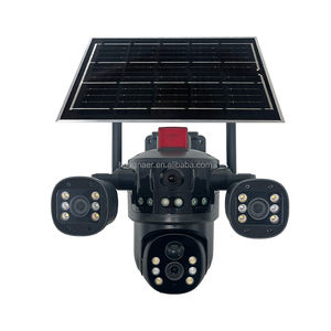 Cámara de Seguridad IP PTZ Hongnaer 6MP 3K con <span class=keywords><strong>3</strong></span> Pantallas, Inalámbrica, Alimentación Solar 4G, V380 Pro con <span class=keywords><strong>3</strong></span> Lentes para Exterior, CCTV Solar con Tarjeta SIM 4G - Product Image 1