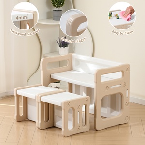 Table pour tout-petits SINKIPA moderne Montessori en plastique avec 2 chaises, ensemble écologique, sécurité, hauteur réglable pour <span class=keywords><strong>chambre</strong></span> à coucher, salon - Product Image 5