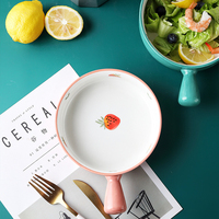 Bol à salade créatif nordique avec poignée, vaisselle en céramique japonaise mignonne avec poignée, bol à nouilles