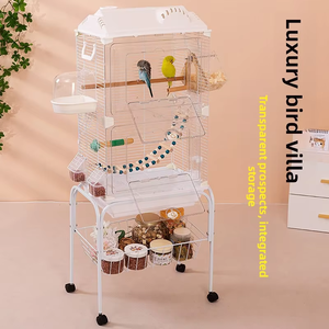 Jaula Grande Transparente de Metal para Loros con Carro de Almacenamiento con Ruedas y Accesorios Completos para Tiendas de Mascotas y Venta al por Mayor - Product Image 2