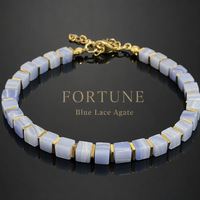 Bracelet en pierre naturelle tendance, cristal violet, œil de tigre, agate bleue, bracelet en pierre carrée pour femmes