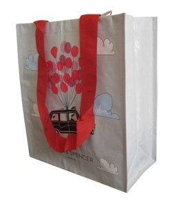 Sac à provisions tissé en PP à long manche écologique Motif de dessin animé élégant Boucle de carton inférieure réutilisable Logo personnalisé Fermeture à l'épaule - Product Image 1