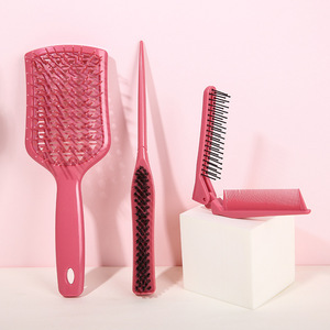 Hair Styling Tools <b>Set</b> Plastic 3 Piece Comb <b>Set</b> With <b>Massage</b> Brush Folding Design For Smooth Hair Care - Product Image 1