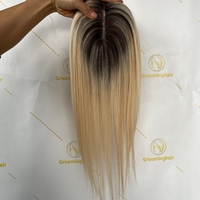 Topper de cheveux chinois Remy pour femmes, cuticules alignées, couleur droite n°3, toupet avec base en filet et clips, prix de gros