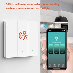 Interruptor <span class=keywords><strong>de</strong></span> Luz Inteligente Haozee Zigbee + <span class=keywords><strong>Control</strong></span> por Aplicación + Sensor <span class=keywords><strong>de</strong></span> <span class=keywords><strong>Presencia</strong></span>, Enchufe Eléctrico AC100~240V Sin Neutro, Para Hogar y Hotel - Product Image 2