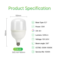 Ampoule LED T 30W CE RoHS 3200lm 3000K-6500K E27 AC 85-265V 200° Large Faisceau Ra80 Durée de Vie 50000 Heures Garantie 2 Ans