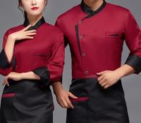 Uniformes de travail de haute qualité pour les chefs de cuisine des restaurants, pour femmes et hommes, manches longues, uniforme d'hôtel avec logo personnalisé