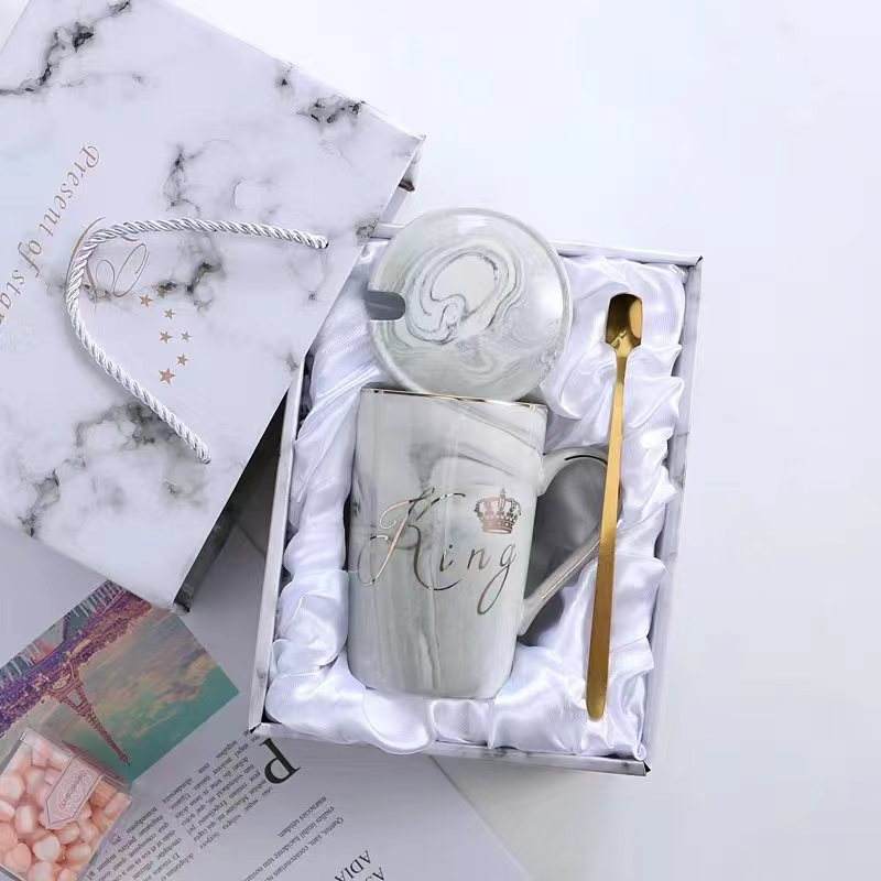 Gray marble cup crown stone brocade box