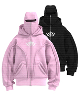 Sweatshirt Homme Personnalisé à Double Capuche, Coupe Droite, avec Écusson Brodé et Cagoule Intégrée, Fermeture Éclair