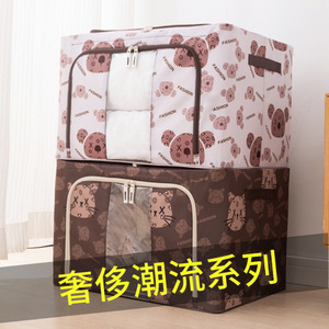 Caja de Almacenamiento de Ropa de Lujo con Diseño de Dibujos Animados, de Tela Oxford con Marco de Acero, Rectangular, Plegable, Impermeable y Reforzada, Organizador de Edredones - Product Image 1
